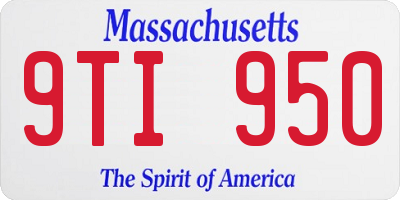 MA license plate 9TI950