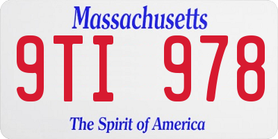 MA license plate 9TI978