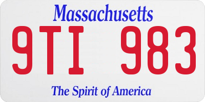 MA license plate 9TI983