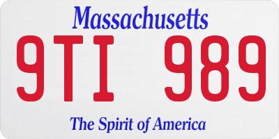 MA license plate 9TI989