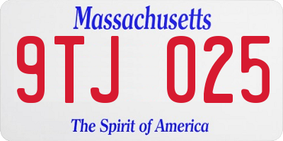 MA license plate 9TJ025