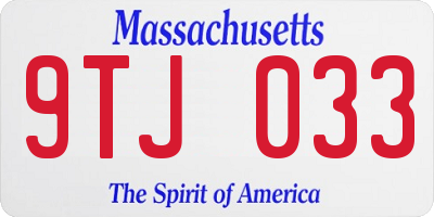 MA license plate 9TJ033