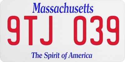 MA license plate 9TJ039