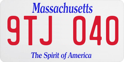 MA license plate 9TJ040