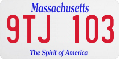 MA license plate 9TJ103