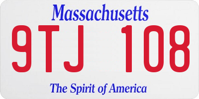 MA license plate 9TJ108