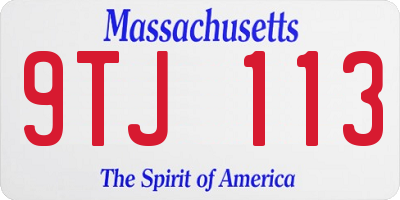MA license plate 9TJ113