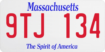 MA license plate 9TJ134