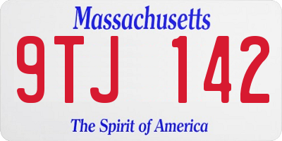 MA license plate 9TJ142