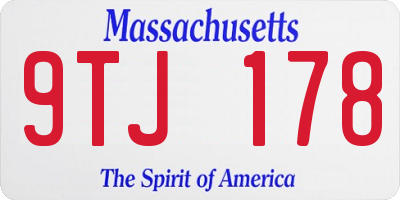 MA license plate 9TJ178