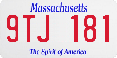MA license plate 9TJ181