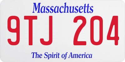 MA license plate 9TJ204
