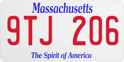 MA license plate 9TJ206