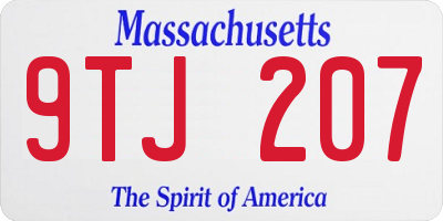 MA license plate 9TJ207