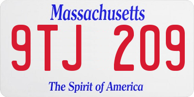 MA license plate 9TJ209