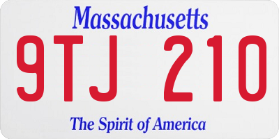 MA license plate 9TJ210