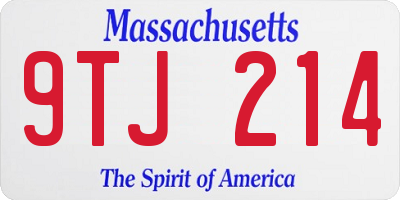 MA license plate 9TJ214