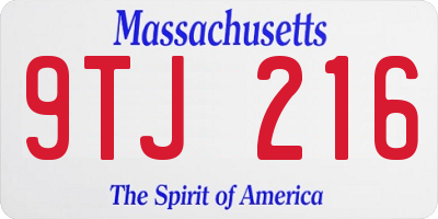 MA license plate 9TJ216