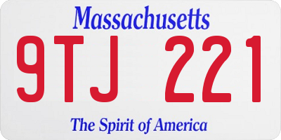 MA license plate 9TJ221