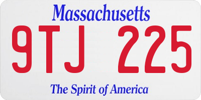 MA license plate 9TJ225