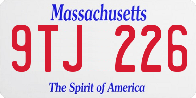 MA license plate 9TJ226