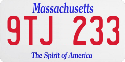 MA license plate 9TJ233