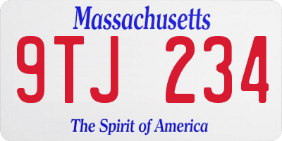 MA license plate 9TJ234