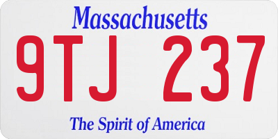 MA license plate 9TJ237