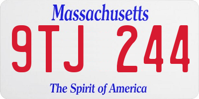 MA license plate 9TJ244