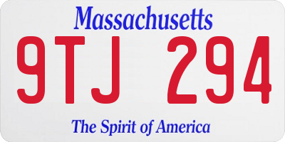 MA license plate 9TJ294