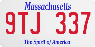 MA license plate 9TJ337