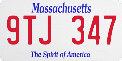 MA license plate 9TJ347