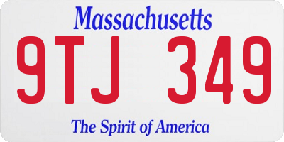 MA license plate 9TJ349