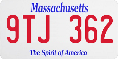 MA license plate 9TJ362
