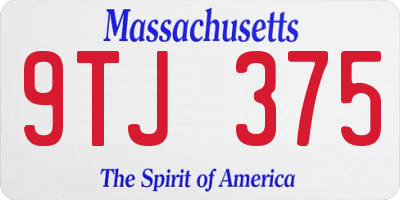MA license plate 9TJ375
