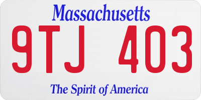MA license plate 9TJ403