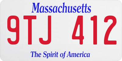 MA license plate 9TJ412