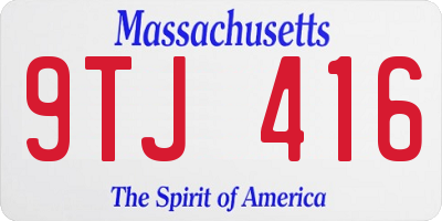 MA license plate 9TJ416