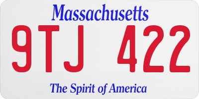 MA license plate 9TJ422