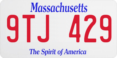 MA license plate 9TJ429