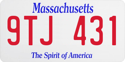 MA license plate 9TJ431