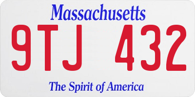 MA license plate 9TJ432