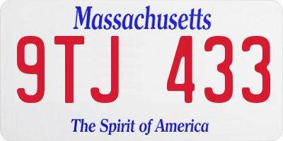 MA license plate 9TJ433