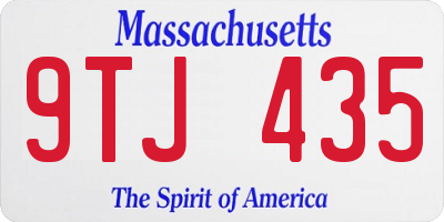 MA license plate 9TJ435