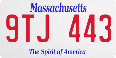 MA license plate 9TJ443