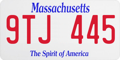 MA license plate 9TJ445