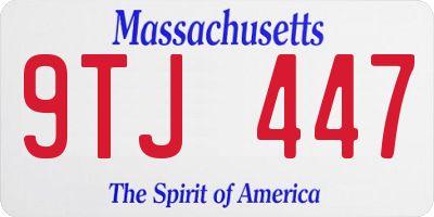 MA license plate 9TJ447