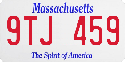 MA license plate 9TJ459