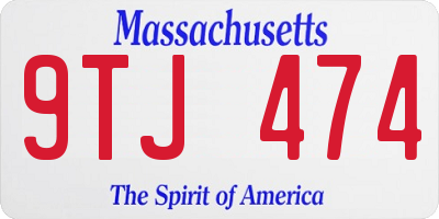 MA license plate 9TJ474
