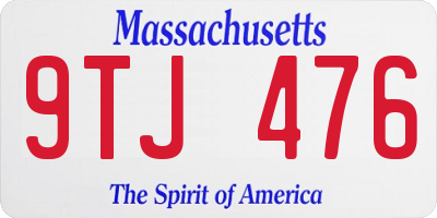 MA license plate 9TJ476